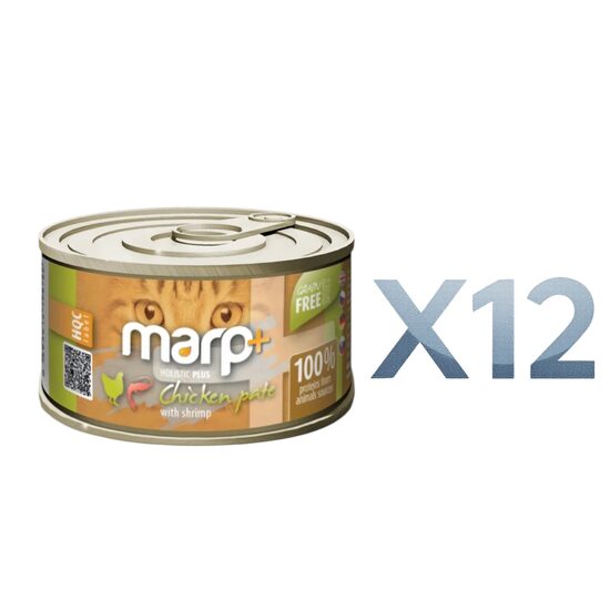 Marp Holistic Plus - Chicken pate with shrimp, 70 g x 12 - Vistas pastēte ar garnelēm